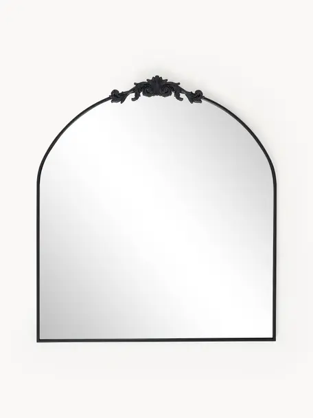 Espejo de pared barroco Saida, Parte trasera: tablero de fibras de dens, Espejo: cristal, Negro, An 90 x Al 100 cm