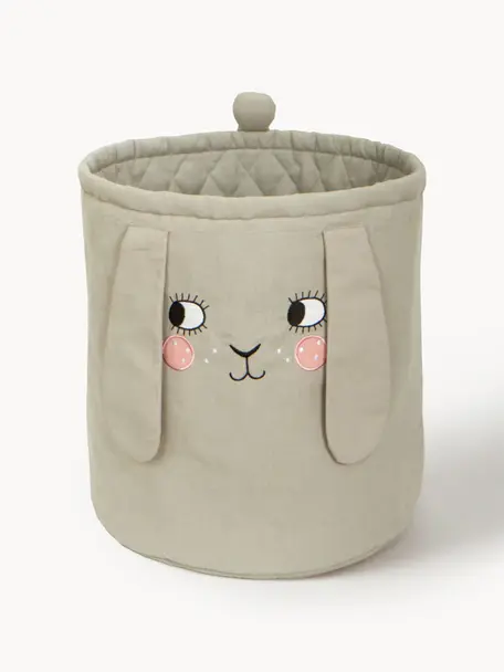 Cesta Bunny, Funda: 100% algodón, Greige, Ø 35 x Al 40 cm