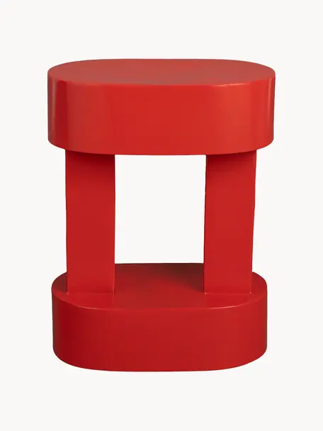 Oválný kovový odkládací stolek Magenta, Potažený kov, Červená, Š 36 cm, V 47 cm