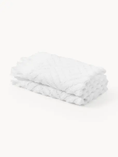 Asciugamano con motivo in rilievo Jacqui, in varie misure, Bianco, Asciugamano per ospiti XS, Larg. 30 x Lung. 30 cm, 2 pz