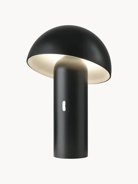 Lámpara de mesa pequeña LED regulable Svamp, portátil, Pantalla: plástico, Negro, Ø 16 x Al 25 cm