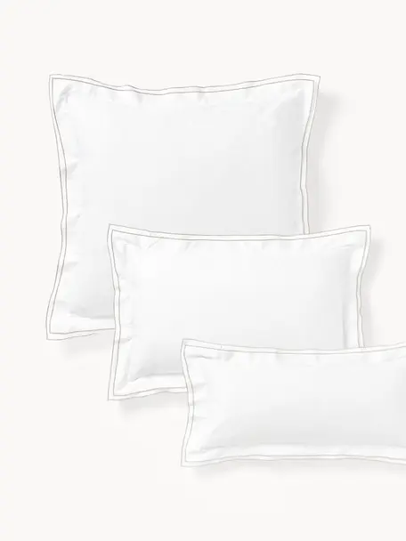 Baumwollsatin-Kopfkissenbezug Carlotta, Webart: Satin Fadendichte 300 TC,, Weiß, Hellbeige, B 40 x L 80 cm