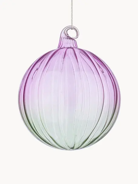 Palline albero di Natale Slab, varie misure, Vetro, Lavanda, verde chiaro, trasparente, Ø 10 x Alt. 10 cm, 8 pz