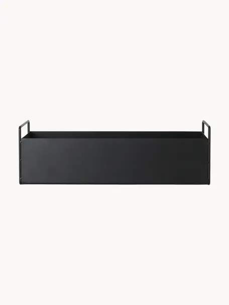 Cache-pot Plant Box, Fer, revêtement par poudre, Noir, larg. 45 x haut. 14 cm