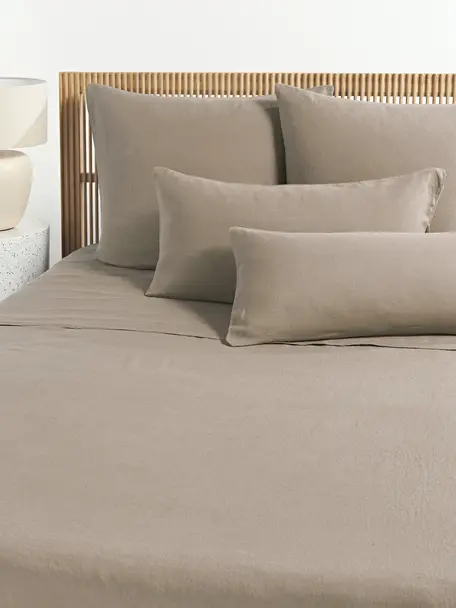 Lenzuolo in lino lavato Airy, Beige, Larg. 240 x Lung. 280 cm