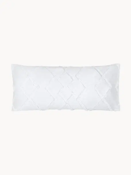 Funda de almohada texturizada de percal Faith, Blanco, An 45 x L 110 cm