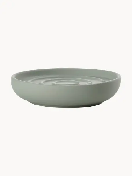 Porte-savon en porcelaine Nova One, Porcelaine, Vert sauge, Ø 11 cm