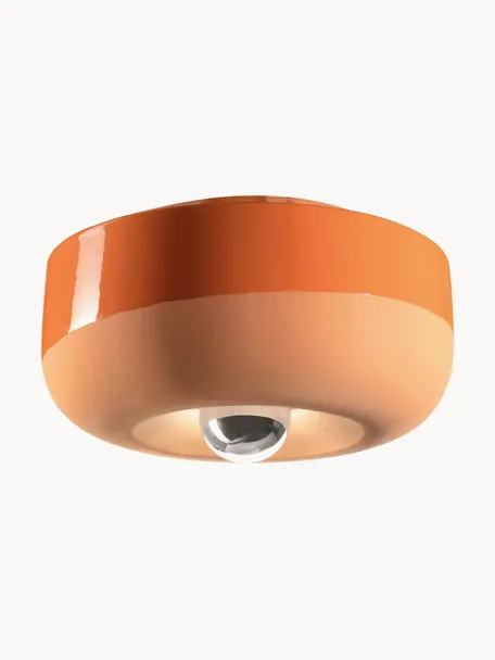 Ručne vyrobená stropná lampa Bellota, Keramika, Oranžová, Ø 28 x V 14 cm