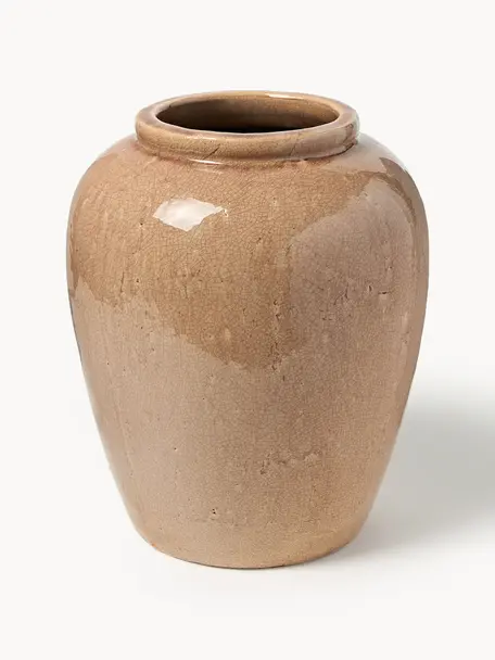 Vaso da terra in terracotta Veda, alt. 39 cm, Terracotta smaltata, Marrone chiaro, Ø 33 x Alt. 39 cm