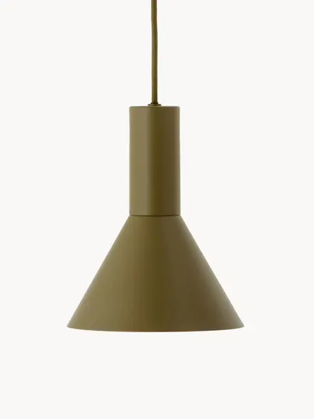 Kleine design hanglamp Lyss, Lampenkap: gecoat metaal, Kaki, Ø 18 x H 23 cm