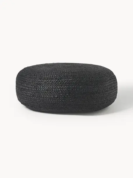 Pouf en jute artisanal Bono, Anthracite, Ø 58 x haut. 21 cm