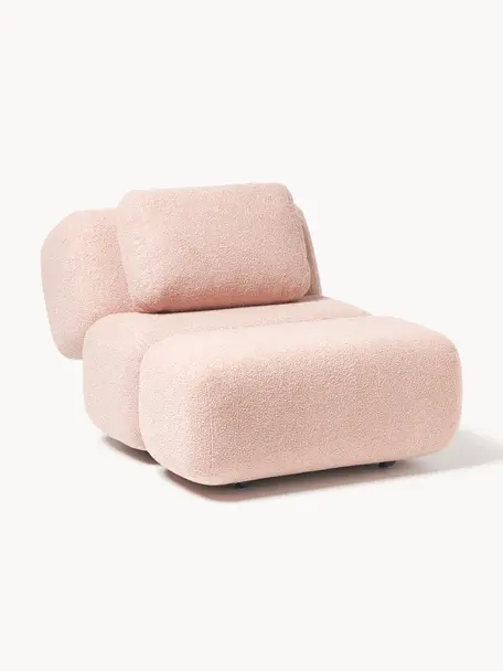 Fauteuil en bouclette Caterpillar, Peluche rose pâle, larg. 82 x prof. 118 cm