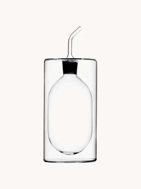 Handgefertigter Essig- und Öl-Spender Cilindro, H 19 cm, Borosilikatglas, Transparent, Ø 8 x H 19 cm