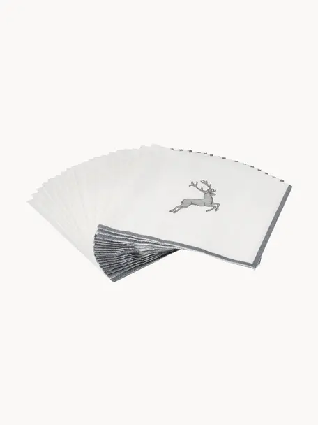 Servilletas de papel Grauer Hirsch, 20 uds., Papel, Blanco, gris, An 33 x L 33 cm