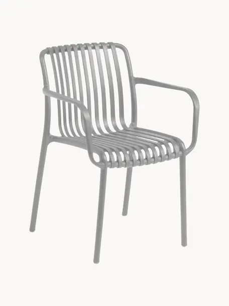 Chaise de jardin à accoudoirs Isabellini, Plastique, Gris, larg. 54 x prof. 49 cm