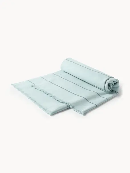 Fouta con flecos Elana, Azul claro, azul, An 100 x L 180 cm