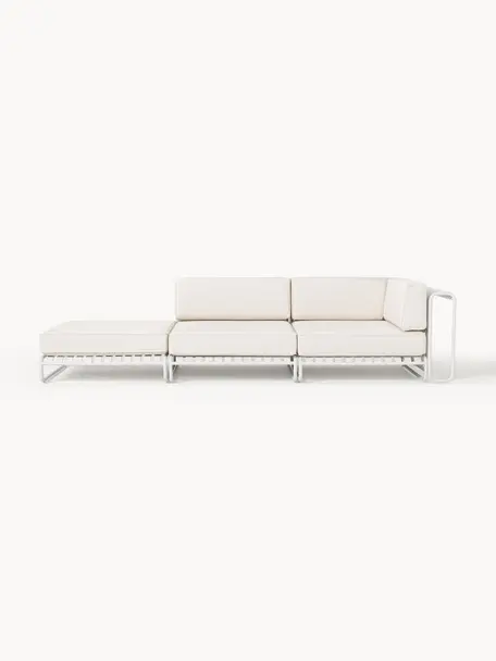 Canapé d'angle modulaire de jardin Caio, Blanc cassé, blanc, larg. 305 x prof. 115 cm