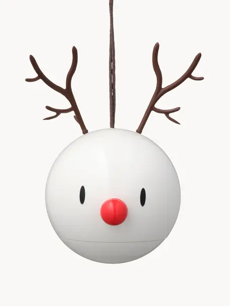 Ciondoli per albero di Natale Reindeer 2 pz, Plastica, metallo, Bianco, nero, rosso, Larg. 10 x Alt. 7 cm