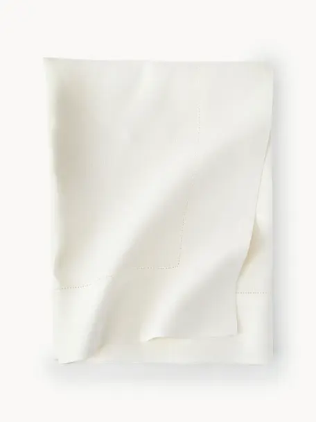 Linnen tafelkleed Alanta met open zoom, Gebroken wit, 2-4 personen (L 120 x B 120 cm)