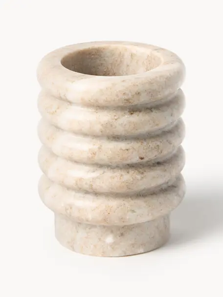 Marmor-Vase Orta, Marmor, Beige, marmoriert, Ø 10 x H 13 cm