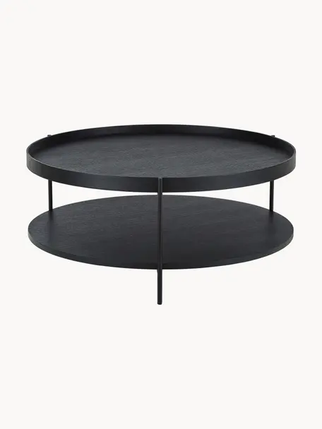 Kulatý dřevěný konferenční stolek Renee, Černá, Ø 90 cm