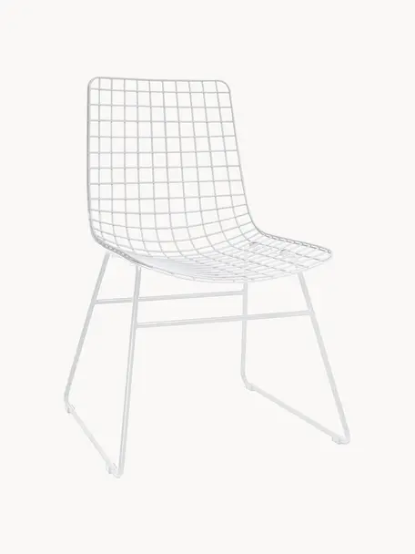 Sedia in metallo Wire, Metallo verniciato a polvere, Bianco, Larg. 47 x Prof. 54 cm