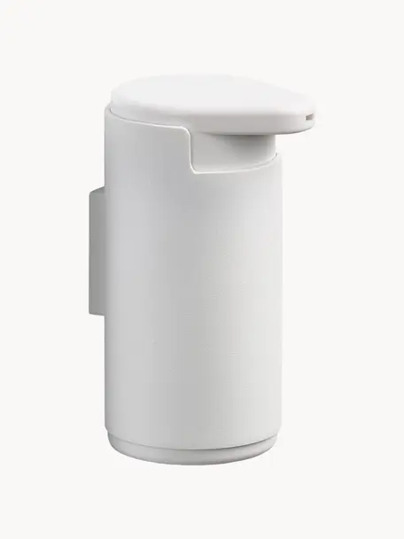 Dosificador de jabón para pared Rim, Recipiente: aluminio recubierto, Dosificador: plástico, Blanco, Ø 9 x Al 14 cm
