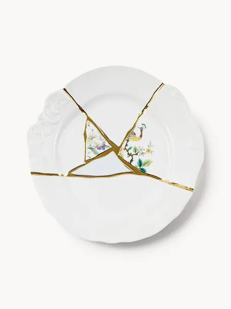 Plato llano de porcelana Kintsugi, Blanco, Ø 28 cm