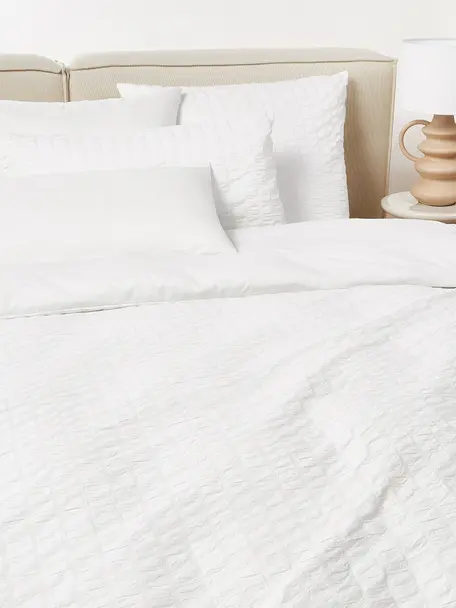 Baumwoll-Bettdeckenbezug Esme, Weiß, B 200 x L 200 cm