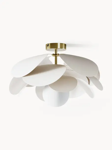 Designové stropní svítidlo Peony, Tlumeně bílá, zlatá, Ø 45 cm, V 31 cm