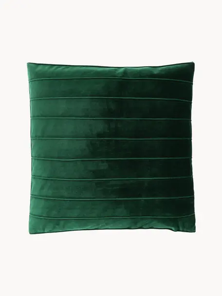 Poszewka na poduszkę z aksamitu Lola, Aksamit (100% poliester), Ciemny zielony, S 40 x D 40 cm