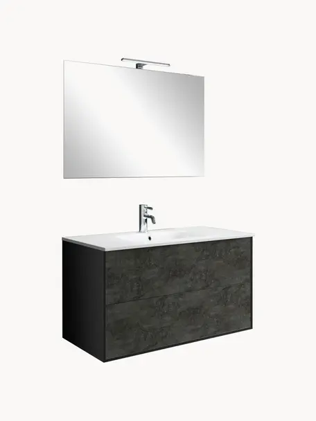 Set salle de bains avec vasque Ago, 4 élém., Noir, anthracite, larg. 61 x haut. 190 cm