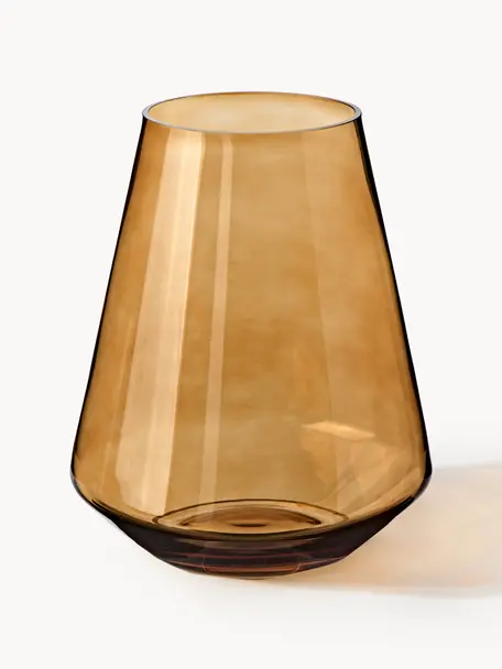 Ručně foukaná skleněná váza Joyce, Sklo, Světle hnědá, Ø 17 cm, V 21 cm