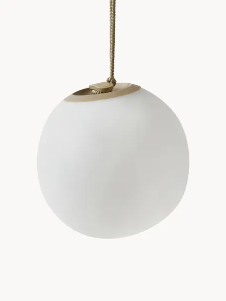 Mobile dimmbare LED-Hängeleuchte Norai mit Farbwechsel und Fernbedienung, Weiß, Beige, Ø 24 x H 24 cm