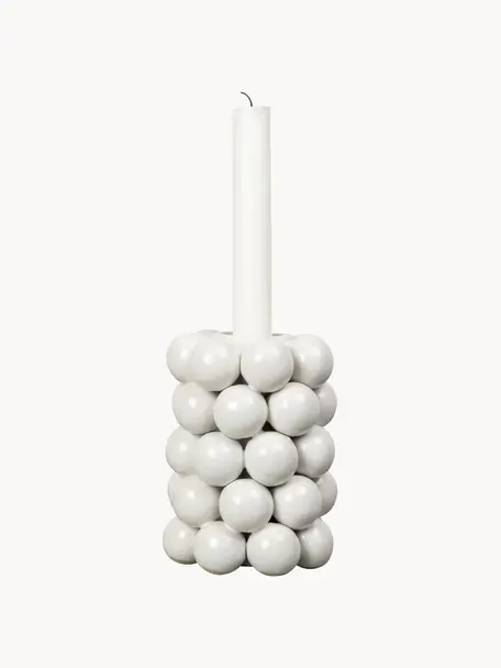 Kerzenhalter Globe, Steingut, Weiß, Ø 10 x H 14 cm