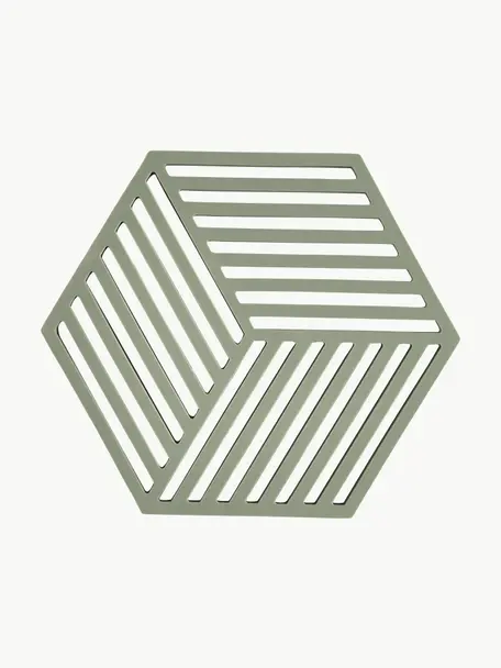 Podkładka z silikonu Hexagon, Silikon, Oliwkowy zielony, S 14 x D 16 cm