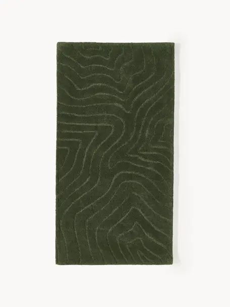 Tapis en laine tuftée main Aaron, Vert foncé, larg. 80 x long. 150 cm (taille XS)