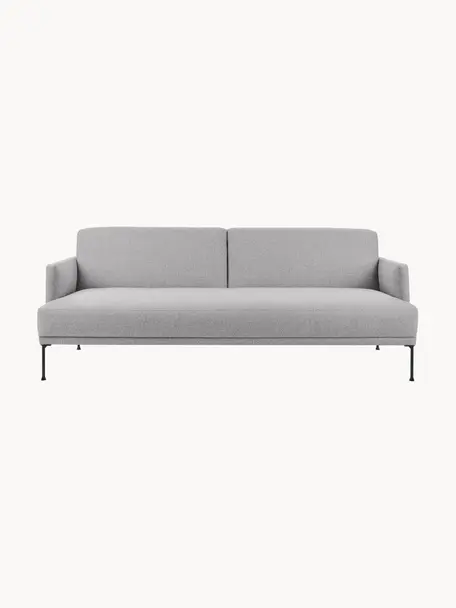 Slaapbank Fluente (3-zits), Bekleding: 80% polyester, 20% ramie , Frame: massief grenenhout, FSC-g, Poten: gepoedercoat metaal, Geweven stof lichtgrijs, B 220 x D 88 cm