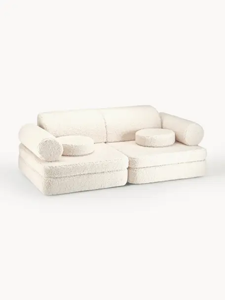 Modulares Kinder-Spielsofa Sugar aus Teddy, handgefertigt, Teddy Off White, B 132 x T 79 cm