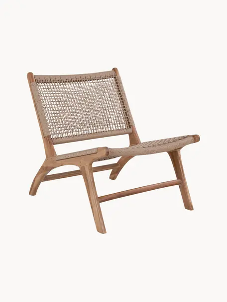 Sedia a poltrona in legno di teak Derby, Struttura: teak Seduta e schienale, Legno di teak, beige, Larg. 60 x Prof. 80 cm