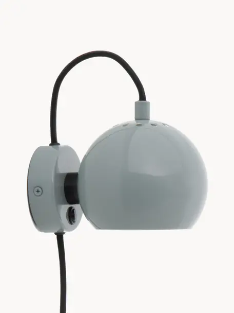 Design Kugel-Wandleuchte Ball, Lampenschirm: Metall, beschichtet, Graublau, B 16 x H 12 cm