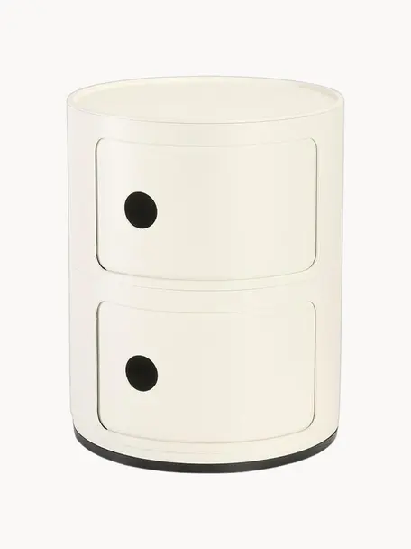 Contenitore di design con 3 cassetti Componibili, Plastica (ABS), laccata, certificata Greenguard, Bianco lucido, Ø 32 x Alt. 40 cm