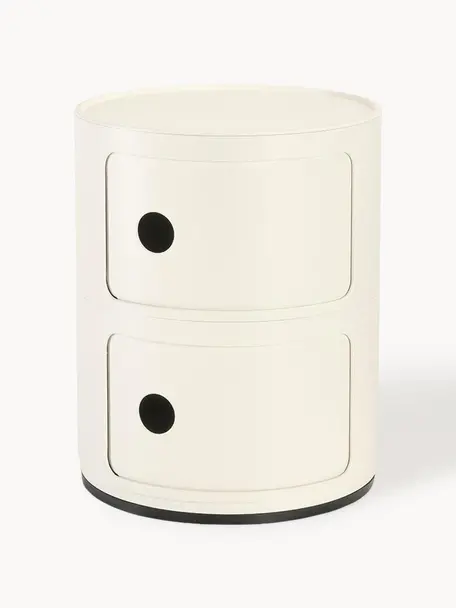 Design Container Componibili, 2 Elemente, Kunststoff (ABS), lackiert, Greenguard-zertifiziert, Off White, glänzend, Ø 32 x H 40 cm