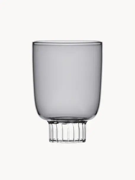 Handgefertigtes Wasserglas Liberta, Borosilikatglas, Transparent, Grau, Ø 8 x H 11 cm, 320 ml