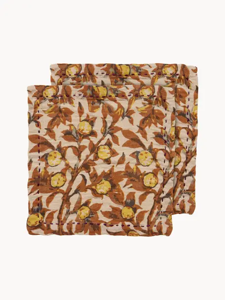 Textilné obrúsky Mediterranean, 2 ks, 100 %  bavlna, Hnedá, žltá, Š 30 x D 30 cm