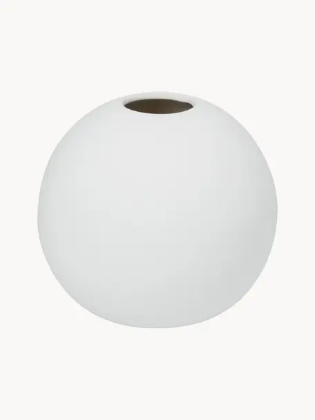 Jarrón esfera artesanal Ball, Al 10 cm, Cerámica, Blanco, Ø 10 x Al 10 cm