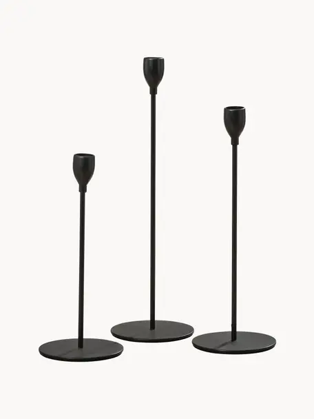 Kerzenhalter-Set Malte, 3er-Set, Metall, beschichtet, schwarz, Set mit verschiedenen Grössen