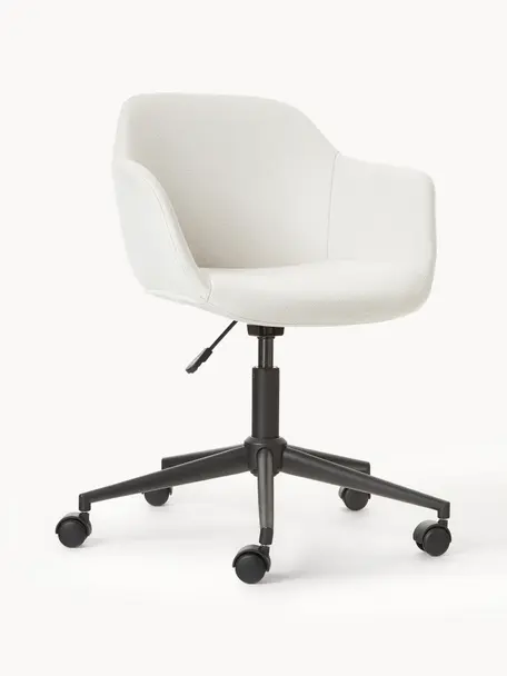 Chaise de bureau avec assise étroite Fiji, Tissu blanc crème, larg. 66 x prof. 66 cm