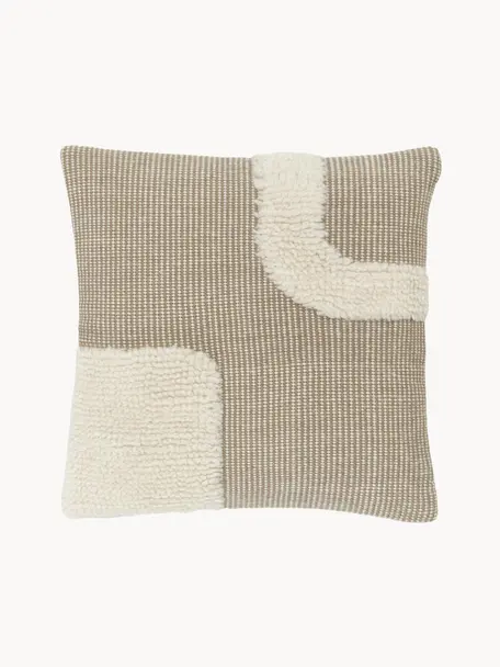Copricuscino tessuto a mano Wool, Retro: 100% cotone, Taupe, beige chiaro, Larg. 45 x Lung. 45 cm