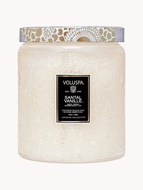 Candela profumata con due stoppini fatta a mano Japonica Collection (Santal, Vaniglia Bourbon e Oud), Contenitore: vetro, Santal, Vaniglia Bourbon Francese e Oud, Larg. 13 x Alt. 16 cm